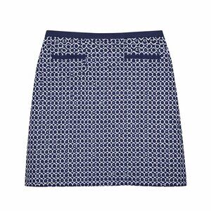 Talbots Petites Geometric Print Lined Preppy Pencil Skirt Navy & White Size 4P